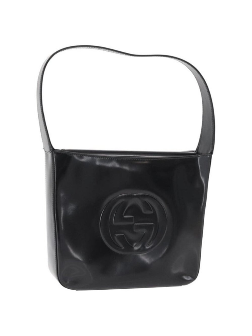 Authentic GUCCI Shoulder Bag Enamel Black